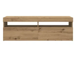 Mueble de TV luces LED madera roble artisan 120x35x40 cm