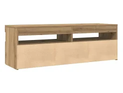 Mueble de TV luces LED madera roble artisan 120x35x40 cm