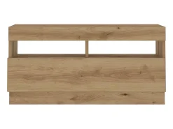 Mueble de TV luces LED madera roble artisan 180x35x40 cm