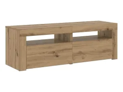 Mueble de TV luces LED madera roble artisan 120x35x40 cm