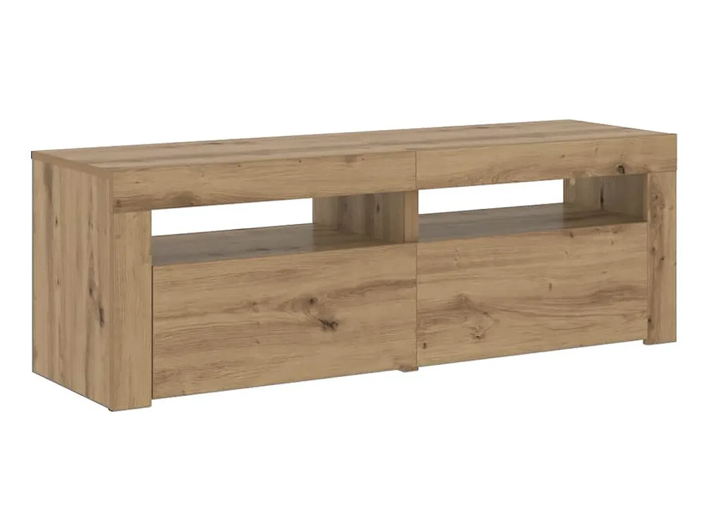 Mueble de TV luces LED madera roble artisan 120x35x40 cm