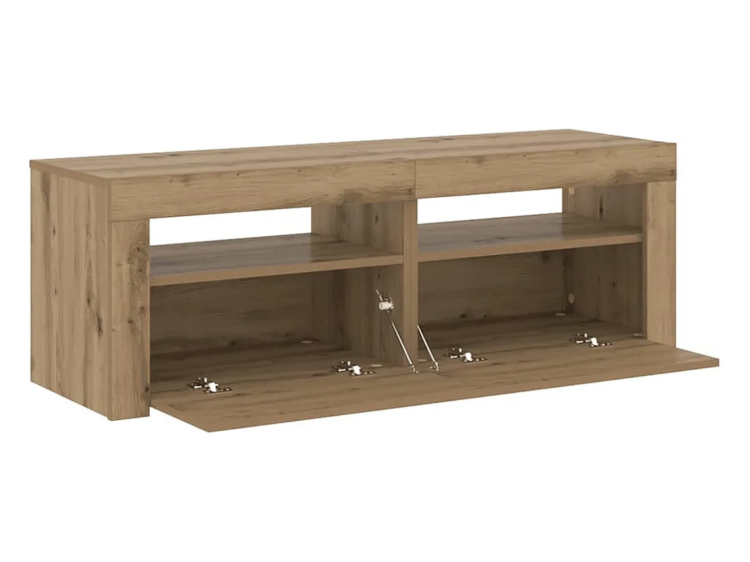 Mueble de TV luces LED madera roble artisan 120x35x40 cm