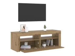 Mueble de TV luces LED madera roble artisan 120x35x40 cm