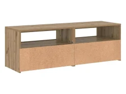 Mueble de TV luces LED madera roble artisan 120x35x40 cm