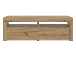 Mueble de TV luces LED madera roble artisan 120x35x40 cm