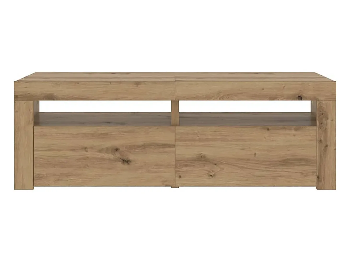 Mueble de TV luces LED madera roble artisan 120x35x40 cm