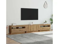 Mueble de TV luces LED madera roble artisan 260x35x40 cm