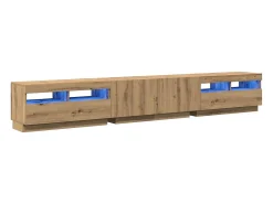 Mueble de TV luces LED madera roble artisan 260x35x40 cm