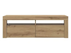 Mueble de TV luces LED madera roble artisan 120x35x40 cm