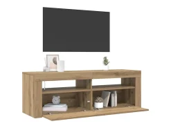 Mueble de TV luces LED madera roble artisan 120x35x40 cm