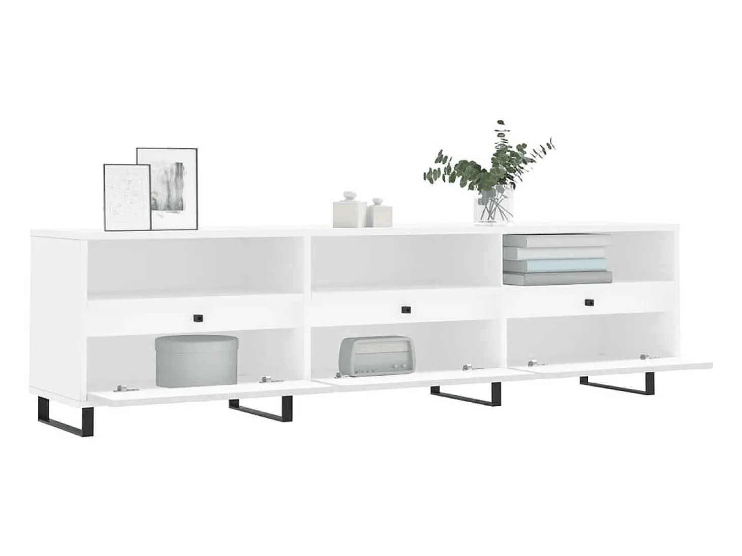 Mueble de TV madera contrachapada blanco 150x30x44,5 cm