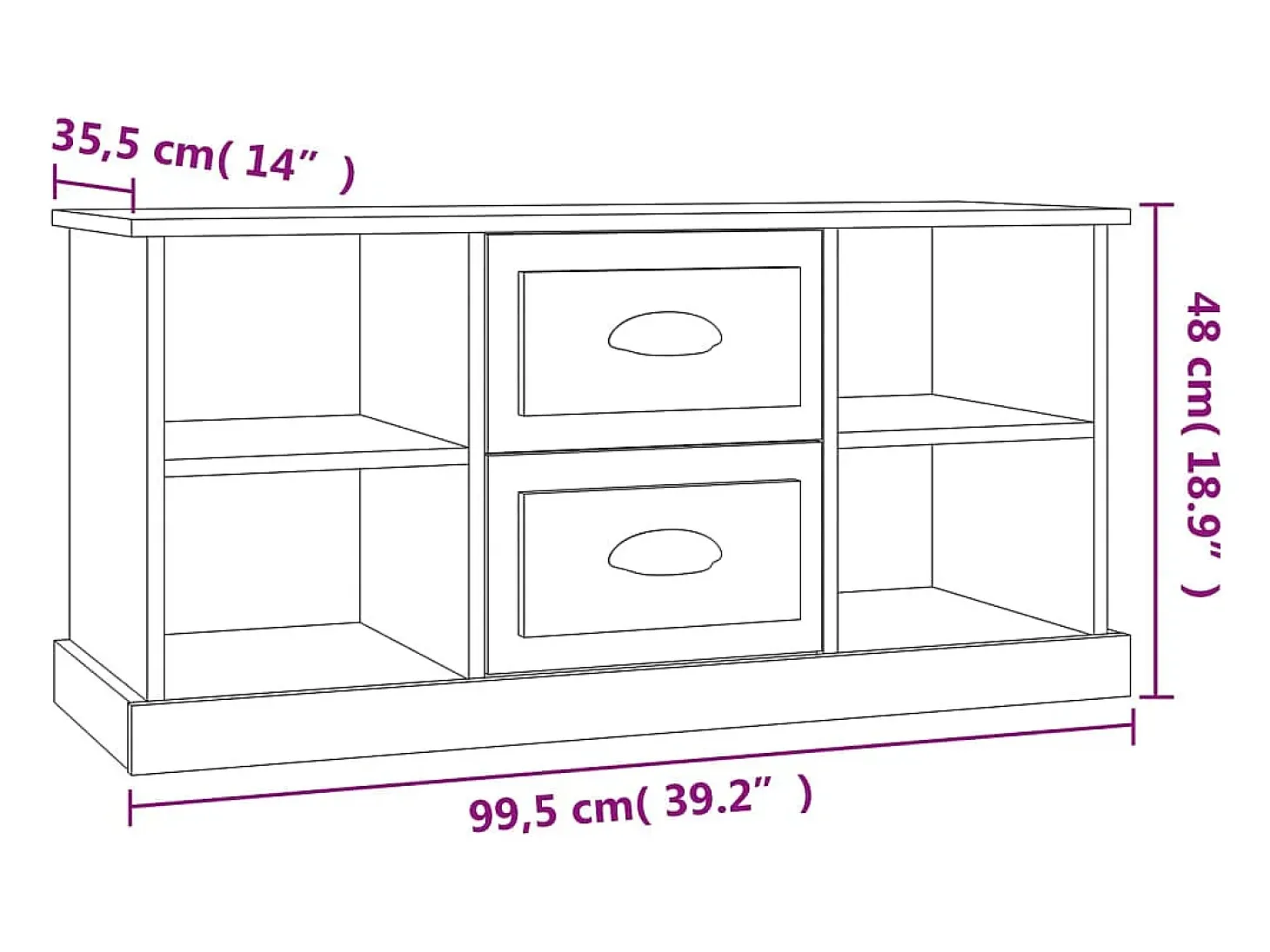 Mueble de TV madera contrachapada roble ahumado 99,5x35,5x48 cm