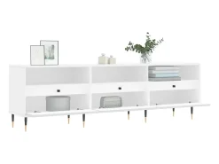 Mueble de TV madera contrachapada blanco 150x30x44,5 cm