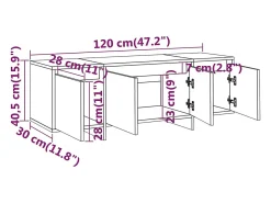 Mueble de TV madera contrachapada gris hormigón 120x30x40,5 cm
