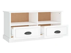 Mueble de TV madera contrachapada blanco brillo 93x35,5x45 cm