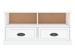 Mueble de TV madera contrachapada blanco brillo 93x35,5x45 cm
