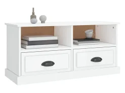 Mueble de TV madera contrachapada blanco brillo 93x35,5x45 cm