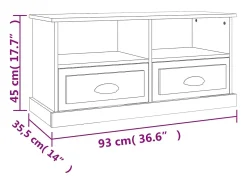 Mueble de TV madera contrachapada blanco brillo 93x35,5x45 cm