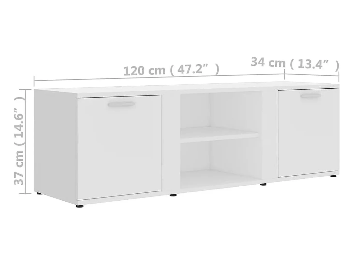 Mueble de TV madera contrachapada blanco 120x34x37 cm