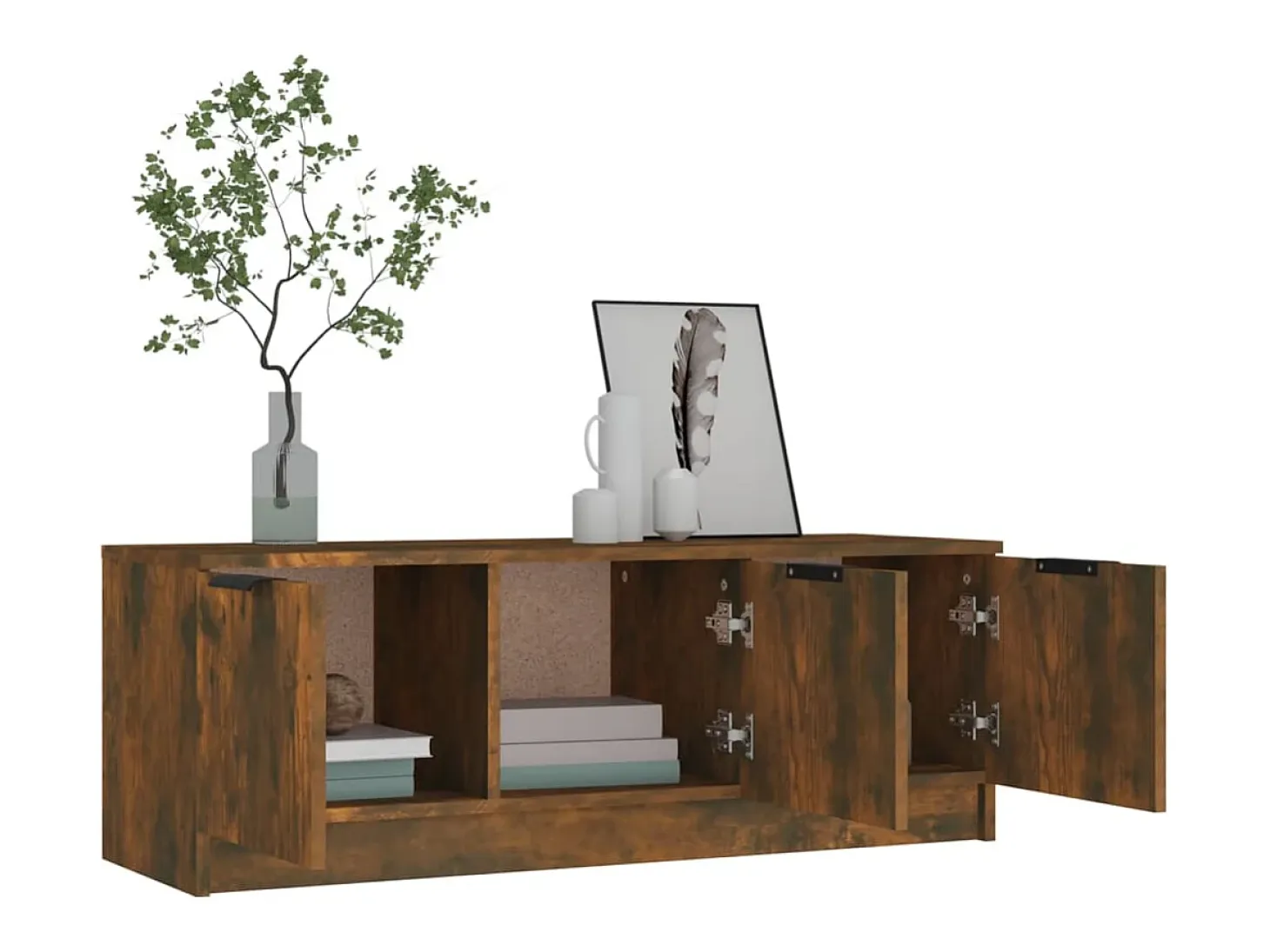 Mueble de TV madera contrachapada roble ahumado 102x35x36,5 cm
