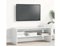 Mueble de TV madera contrachapada blanco brillante 100x40x40 cm