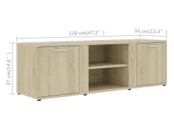 Mueble de TV madera contrachapada color roble 120x34x37 cm