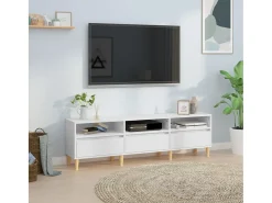 Mueble de TV madera contrachapada blanco 150x30x44,5 cm