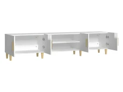 Mueble de TV madera contrachapada blanco brillo 180x31,5x40 cm