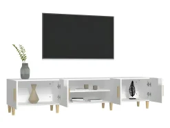 Mueble de TV madera contrachapada blanco brillo 180x31,5x40 cm