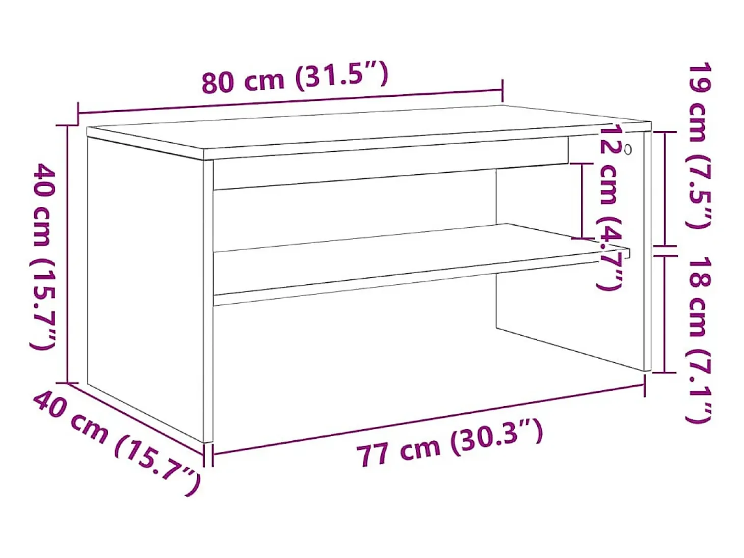 Mueble de TV madera contrachapada gris hormigón 80x40x40 cm