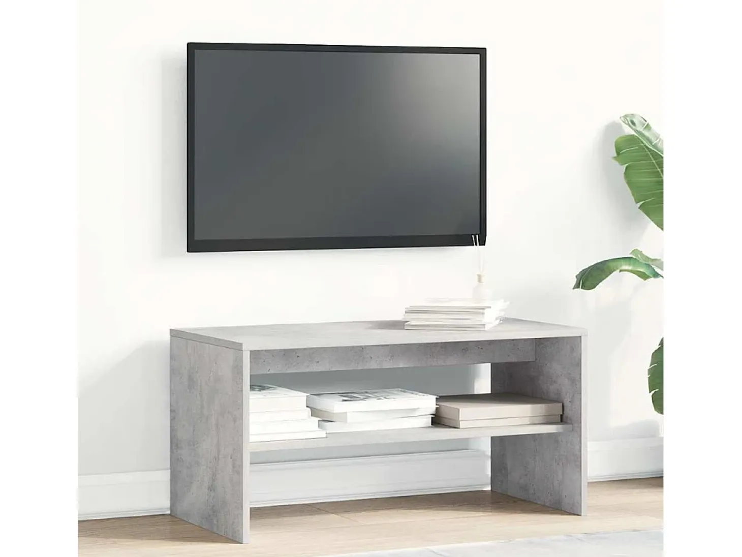 Mueble de TV madera contrachapada gris hormigón 80x40x40 cm