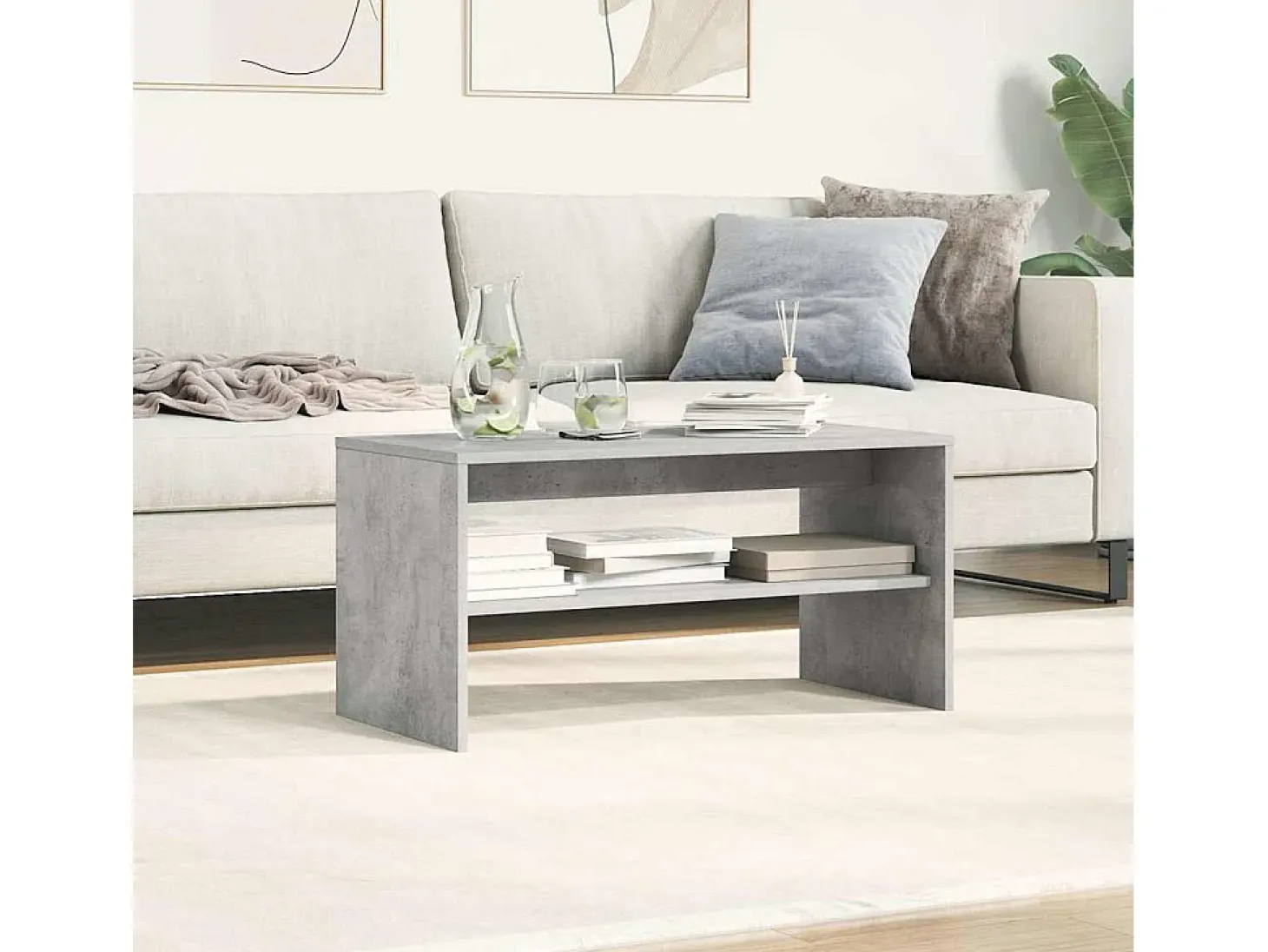 Mueble de TV madera contrachapada gris hormigón 80x40x40 cm