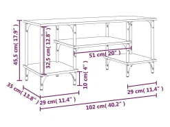 Mueble de TV madera contrachapada roble Sonoma 102x35x45,5 cm