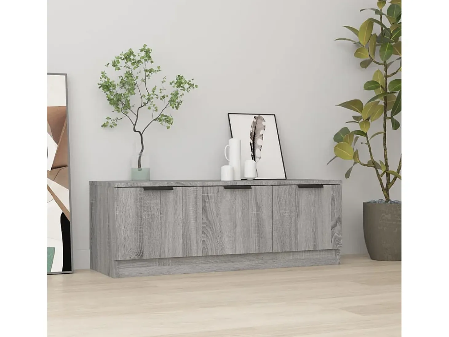 Mueble de TV madera contrachapada gris Sonoma 102x35x36,5 cm