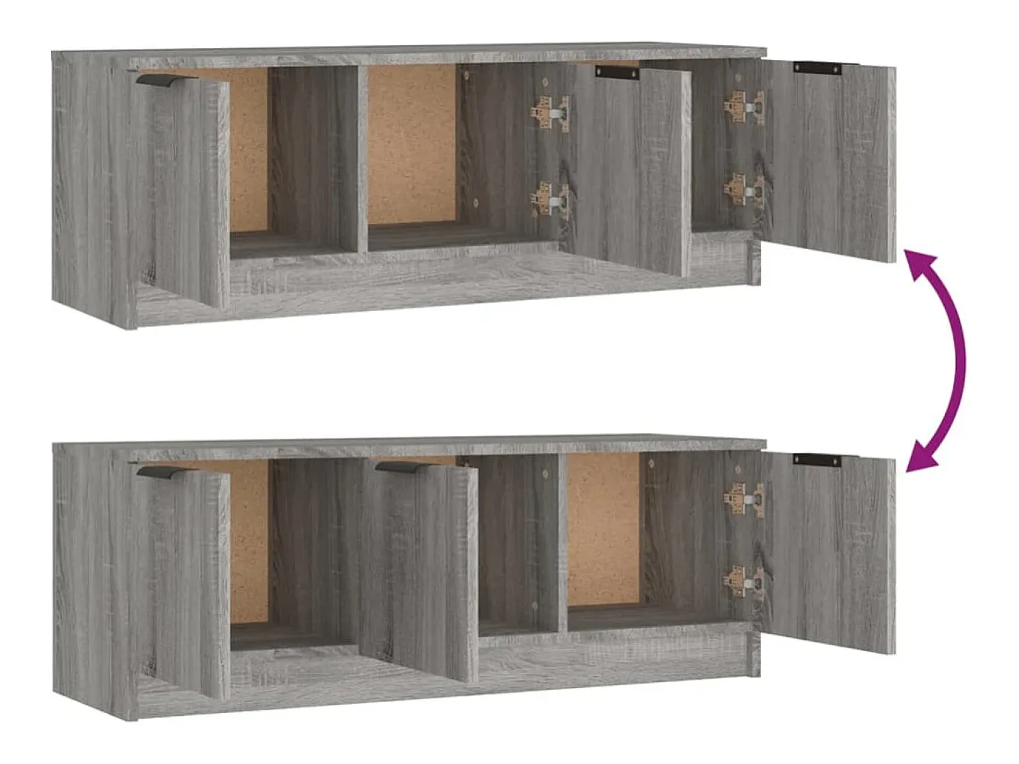 Mueble de TV madera contrachapada gris Sonoma 102x35x36,5 cm