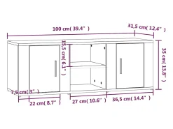 Mueble de TV madera contrachapada gris hormigón 100x31,5x35 cm