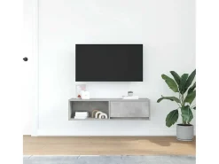 Mueble de TV madera contrachapada gris hormigón 100x31x25,5 cm