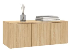 Mueble de TV madera contrachapada color roble 80x34x30 cm