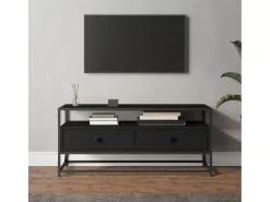 Mueble de TV madera contrachapada negro 100x35x45 cm