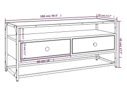 Mueble de TV madera contrachapada negro 100x35x45 cm