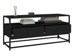 Mueble de TV madera contrachapada negro 100x35x45 cm