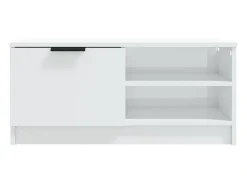 Mueble de TV madera contrachapada blanco brillante 80x35x36,5cm