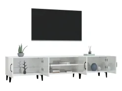 Mueble de TV madera contrachapada blanco brillo 180x31,5x40 cm ES19330