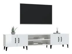 Mueble de TV madera contrachapada blanco brillo 180x31,5x40 cm ES19330