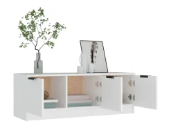 Mueble de TV madera contrachapada blanco 102x35x36,5 cm