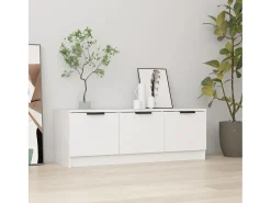Mueble de TV madera contrachapada blanco 102x35x36,5 cm