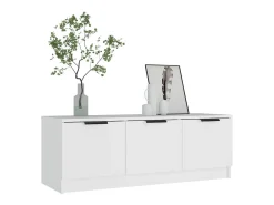 Mueble de TV madera contrachapada blanco 102x35x36,5 cm