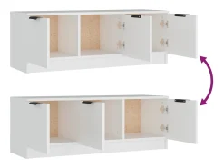 Mueble de TV madera contrachapada blanco 102x35x36,5 cm