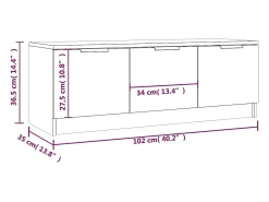 Mueble de TV madera contrachapada blanco 102x35x36,5 cm