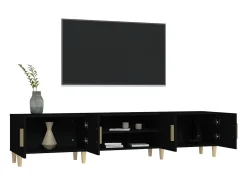 Mueble de TV madera contrachapada negro 180x31,5x40 cm